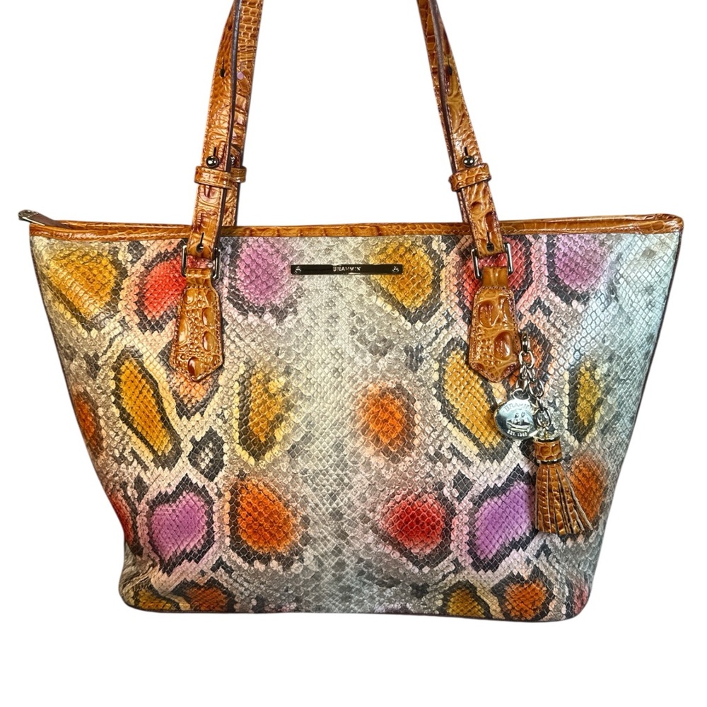 Brahmin EUC Medium Asher Multicolor Snake Print Tote - Picture 1 of 17